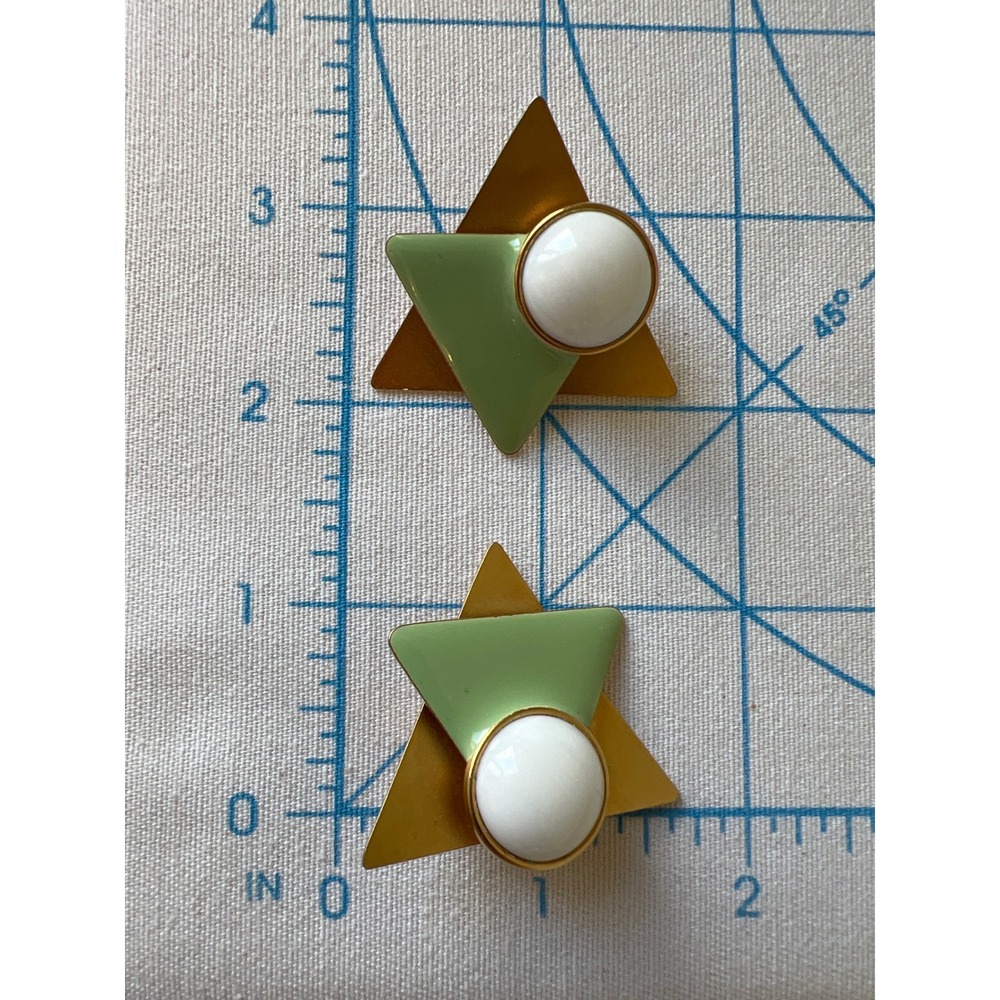 Vintage Marcy Feld Earrings Modernist Geometric Style Clip-on Earrings - Picture 4 of 4